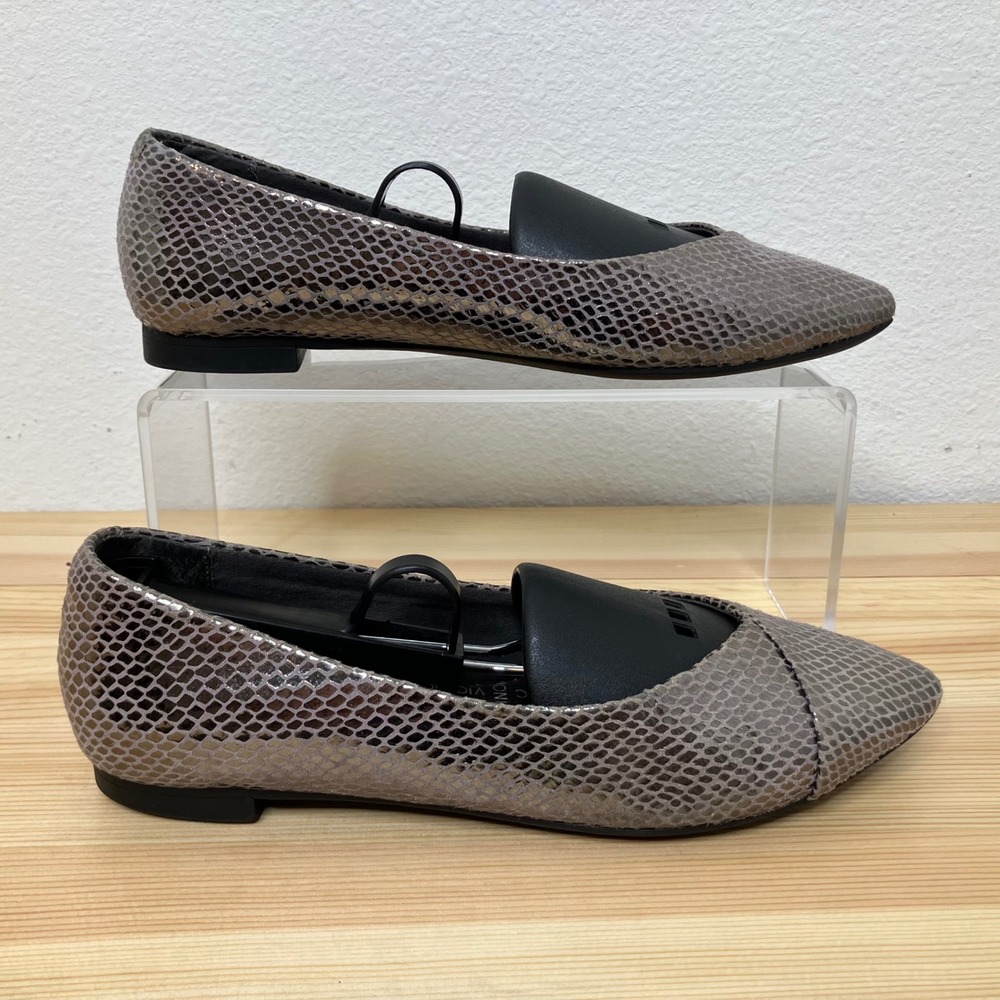 Vionic Caballo Flats Women 5 Suede Leather Pointed Toe Metallic Snakeskin Ballet
